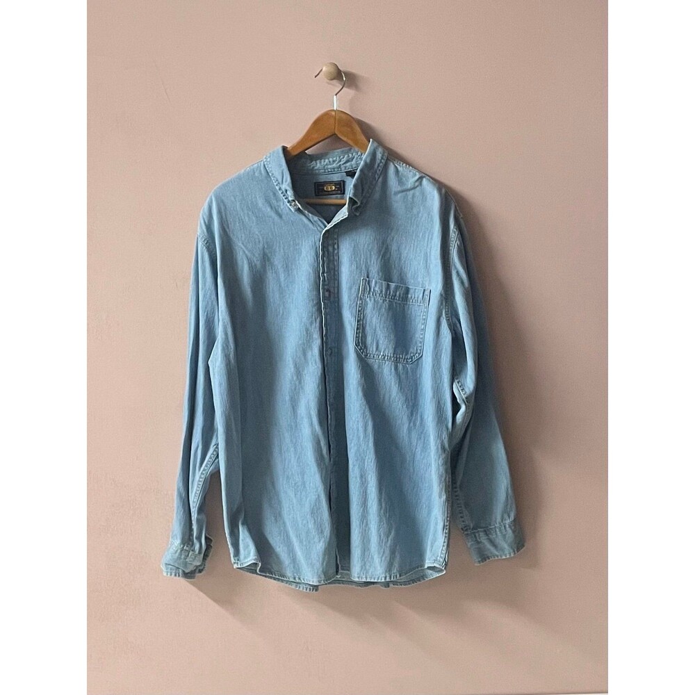Vintage Route 66 Classic Light Wash Denim Shirt Size L